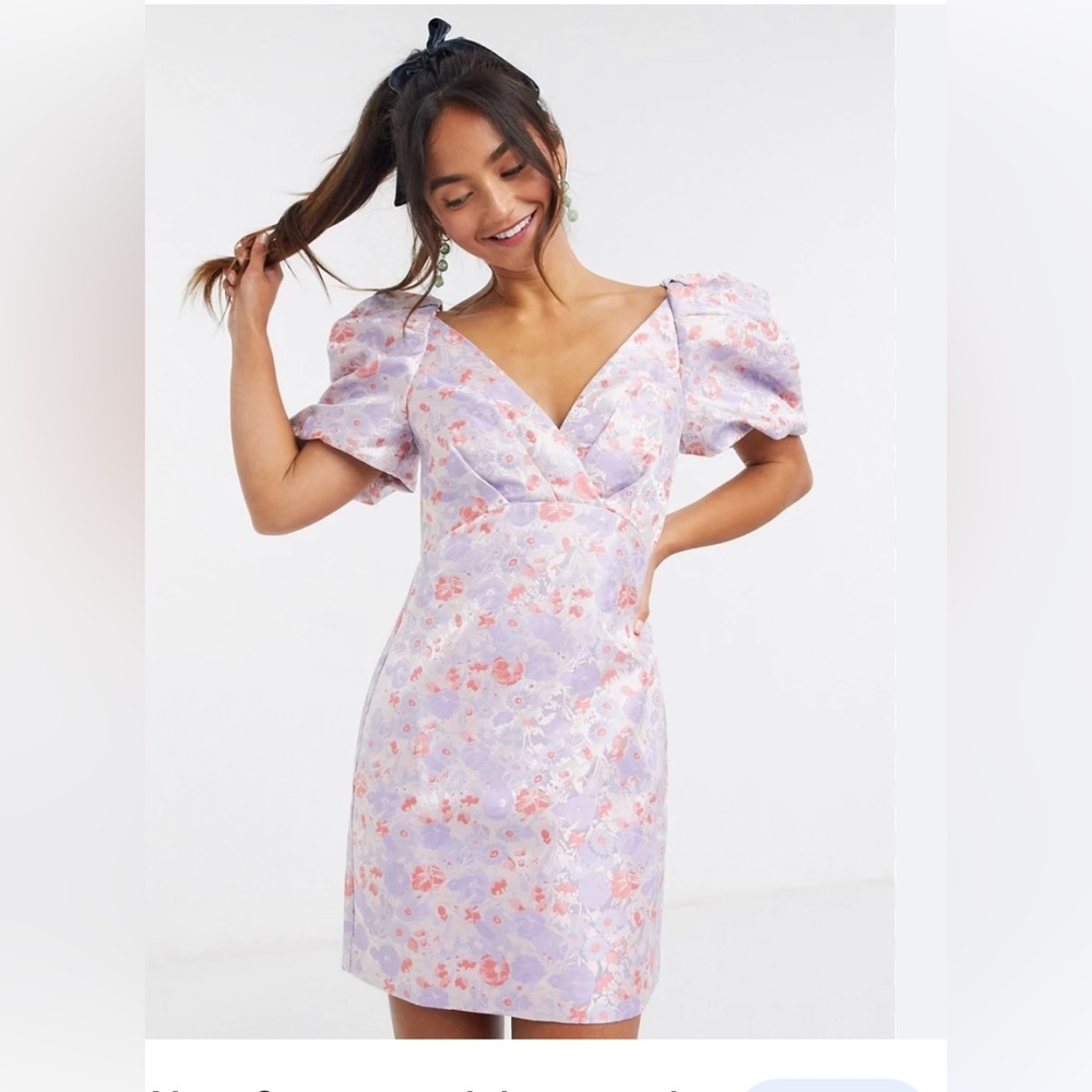 Floral Puffy Sleeve Mini Dress